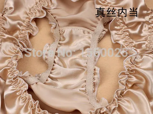 Женские однотонные трусики из натурального шелка с оборками Размеры M/L/XL/XXL