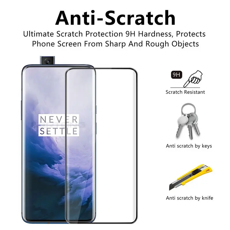 Закаленное стекло с полным покрытием для Oneplus 7 Pro 6 3T 5T 5 6T 3D изогнутое клеевое One plus