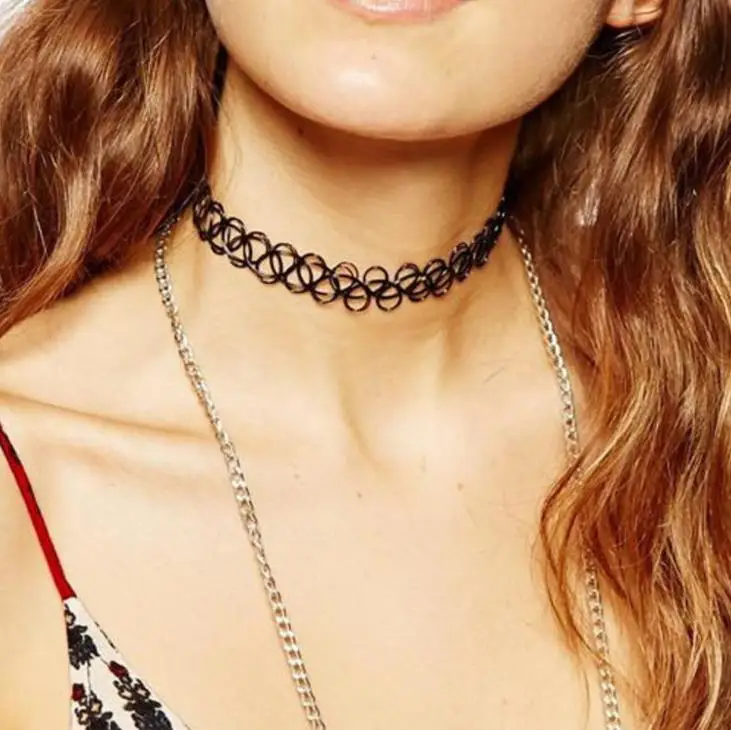 2018 Vintage Retro Black Plastic Choker Necklace Women Chokers Necklaces Stretch Punk Fishing Line Weave Tattoo Choker
