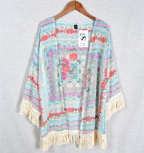Женский шифоновый кардиган с цветочным принтом кружевная шифоновая накидка