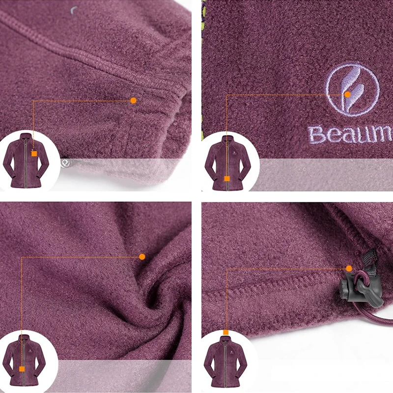 Beaume Спортивная походная альпинистская фиолетовая Мягкая флисовая куртка для