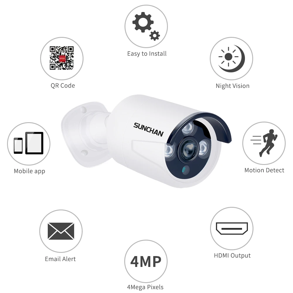 SUNCHAN Hybrid 5 в 1 комплект видеонаблюдения 8CH 4.0MP AHD наружная система безопасности P2P