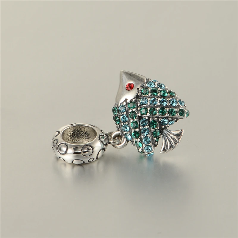 925 Sterling Silver Charms Animals Rhinestone Fish Charm Pingente Peixe For DIY Jewelry Making Brand Gw Jewellery S326-30 | Украшения и