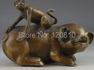 Китайский медный винтажный ручной молоток поросенок фигурка обезьяны