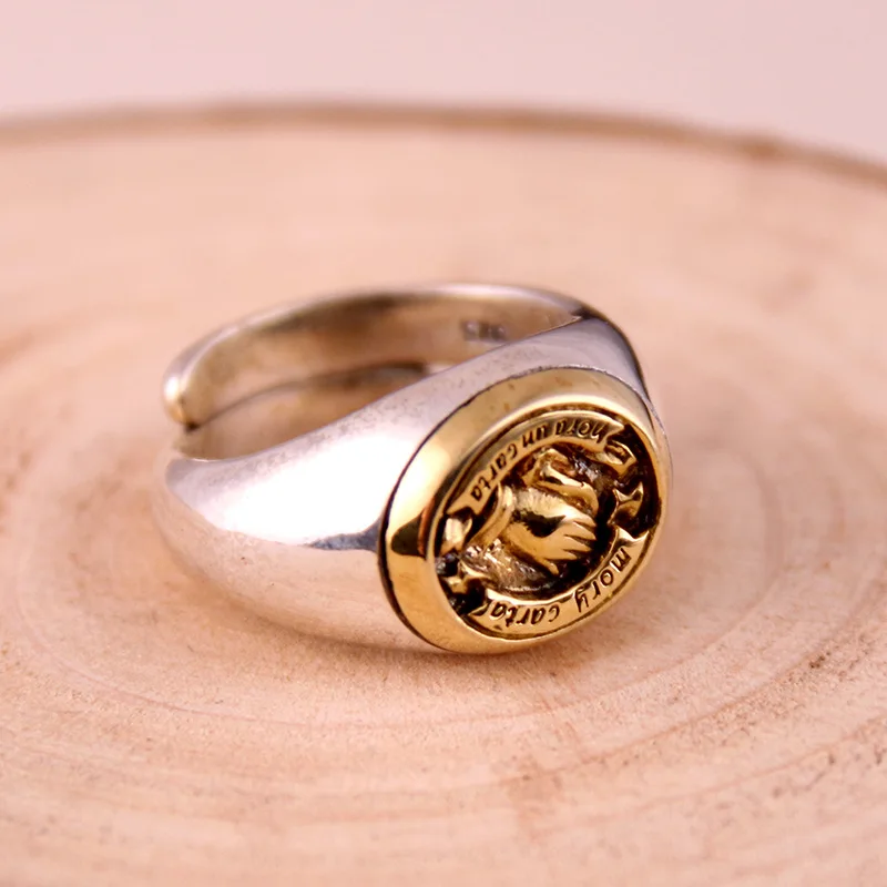 Настоящее Серебро S925 модное кольцо с указательным пальцем для мужчин тайские