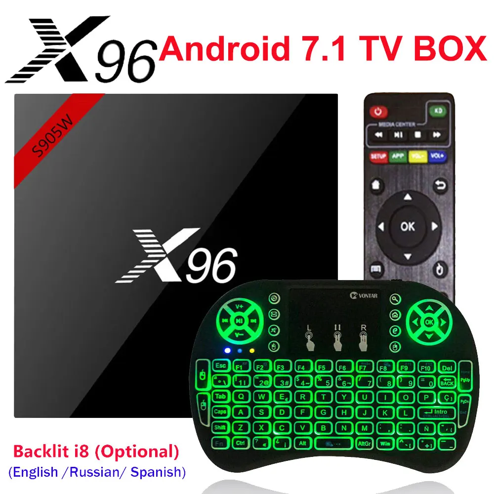 X96 X96W Smart Mini ТВ коробка Android 7 1 1G/8G 2G/16G Amlogic S905W Поддержка 2 4 ГГц Wi Fi H.265 K Media Player