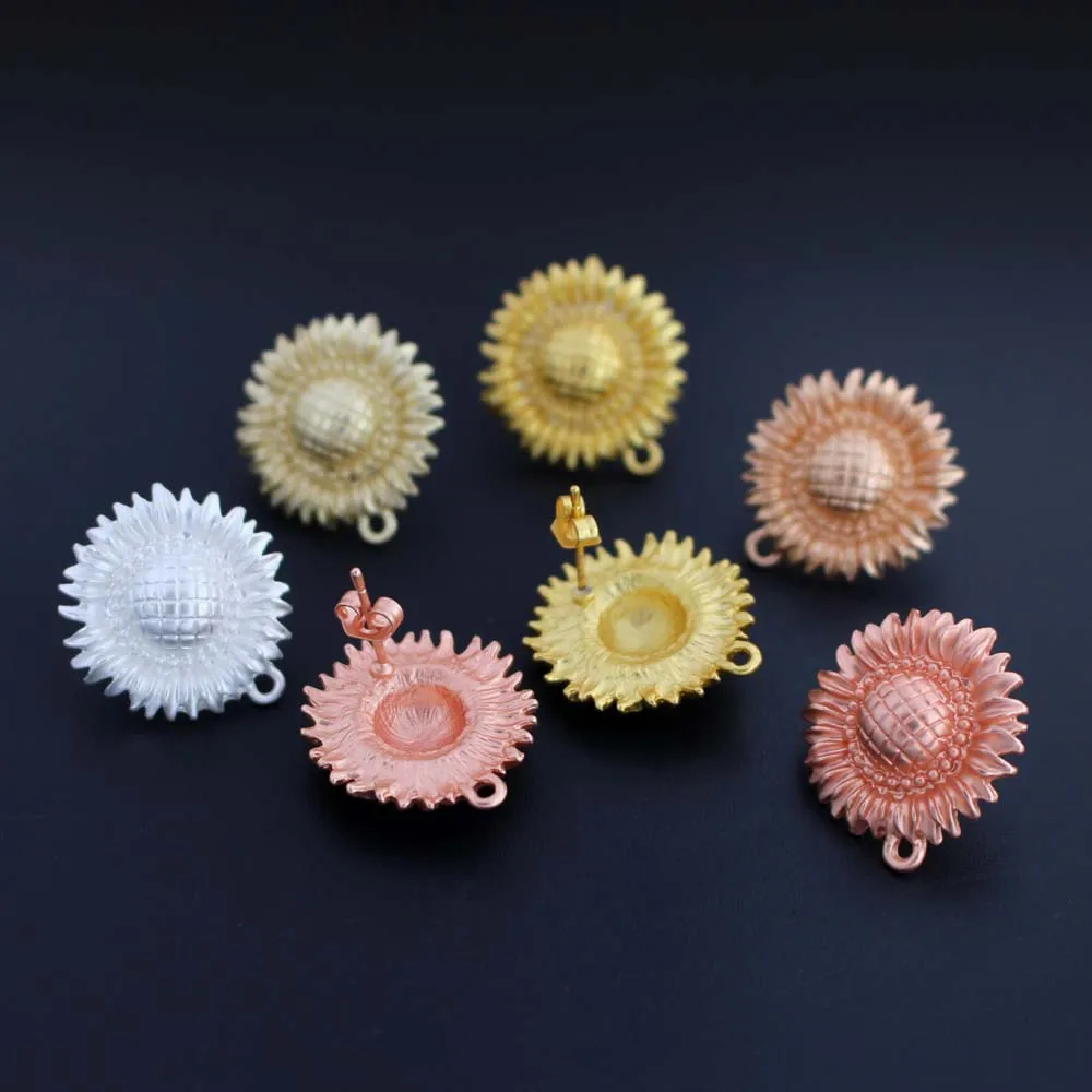 Серьги соединители Linkers Sun Flower основа матовое металлическое золото Цвет для