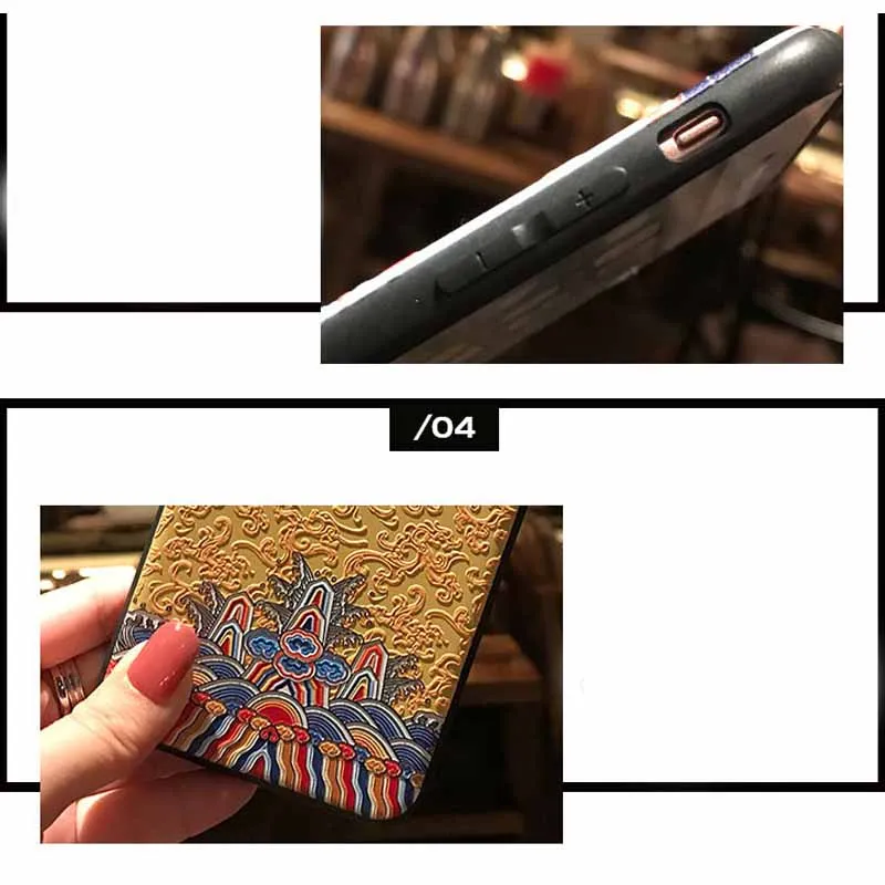 JIBAN Silicone Relief Frosted Soft Shell Chinese Wind Phone Cases For XiaoMi 8 Mix3 Mix2s 6x Samsung Note8 S9plus S10 Capa |