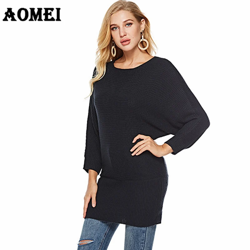 Women Pullover Sweater Mini Dress pull long Femme Autumn Knitted Tops Sexy Girls Casual Fashion Fall Winter Knitting Slim Jumper | Женская