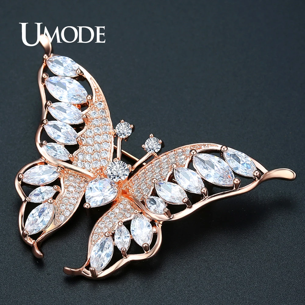 Женская брошь в форме бабочки с фианитом