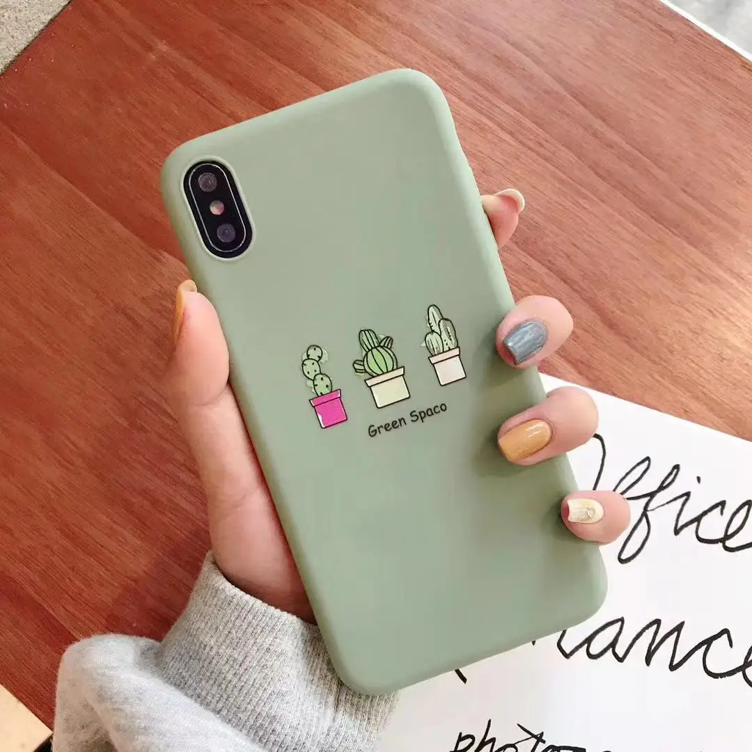 Летний свежий матовый чехол для телефона в форме кактуса iphone xs max xr
