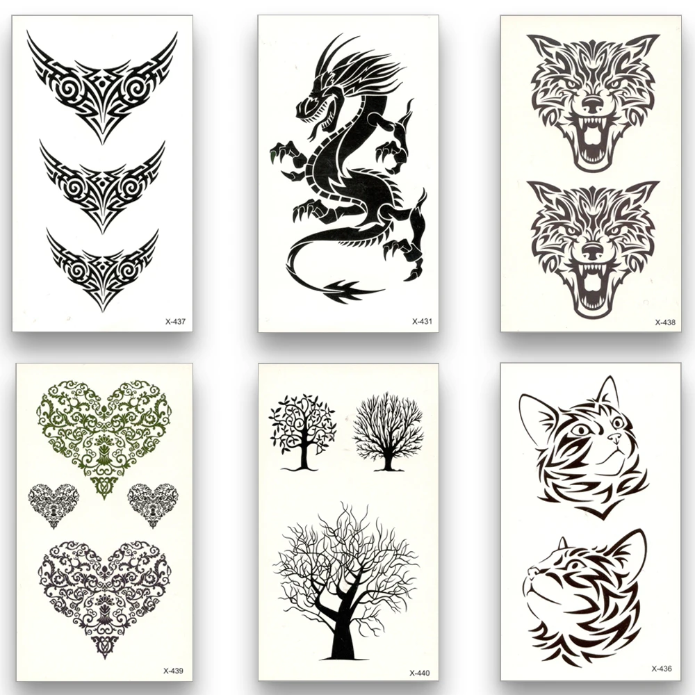 12 листов смываемое поддельные татуировки несмываемые Переводные воды Волк Олень