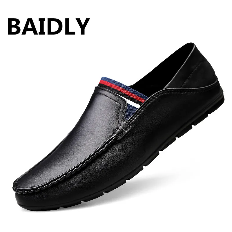 Мужские туфли из натуральной кожи лоферы удобная повседневная обувь для