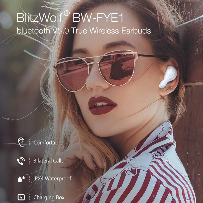 Беспроводные TWS наушники Blitzwolf bluetooth 5 0 двусторонние звонки авторазборка