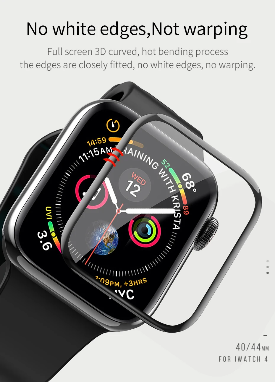 HOCO 3D изогнутое Закаленное стекло пленка для Apple Watch 4 9H Полное покрытие экрана Защитное стекло для Apple Watch серии 4 40 мм 44 мм