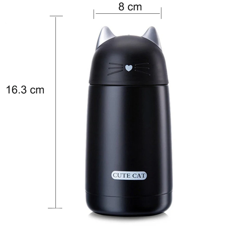 Cute Cat Thermo Cup Thermos Mug For Children Vacuum Flask 330 Ml Water Bottle Stainless Steel Drinkware Belly | Дом и сад