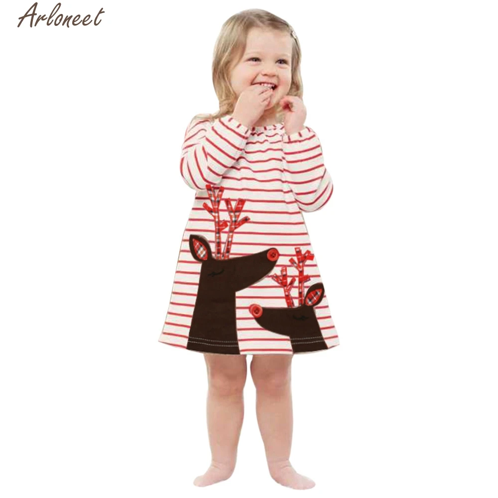 CHAMSGEND Kids Baby Girls Dress Christmas Outfits Clothes Toddler Santa Striped Princess Beauty Dresses RE28 Drop Shipping | Детская