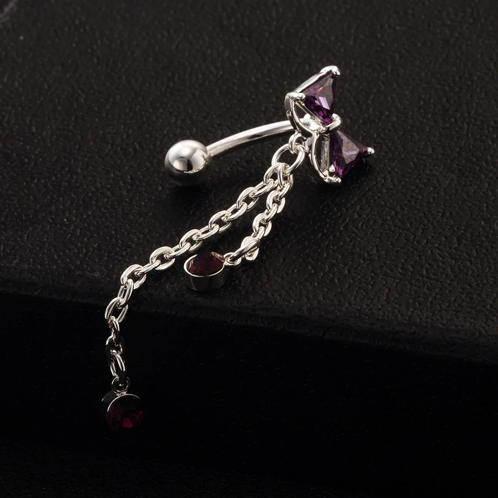 New Fashion Popular Women Girls Hot Reverse Belly Rings Gold Sliver Dangle Clear Navel Nail Body Piercing Jewelry |