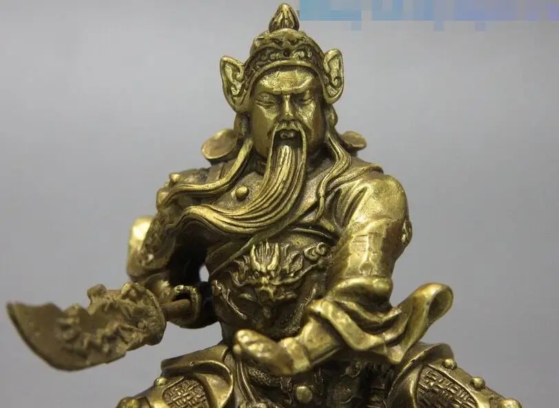 Китай (материк) Латунь Гуань Гун Скульптура Дракон боевых Бог богатства Статуя Юя