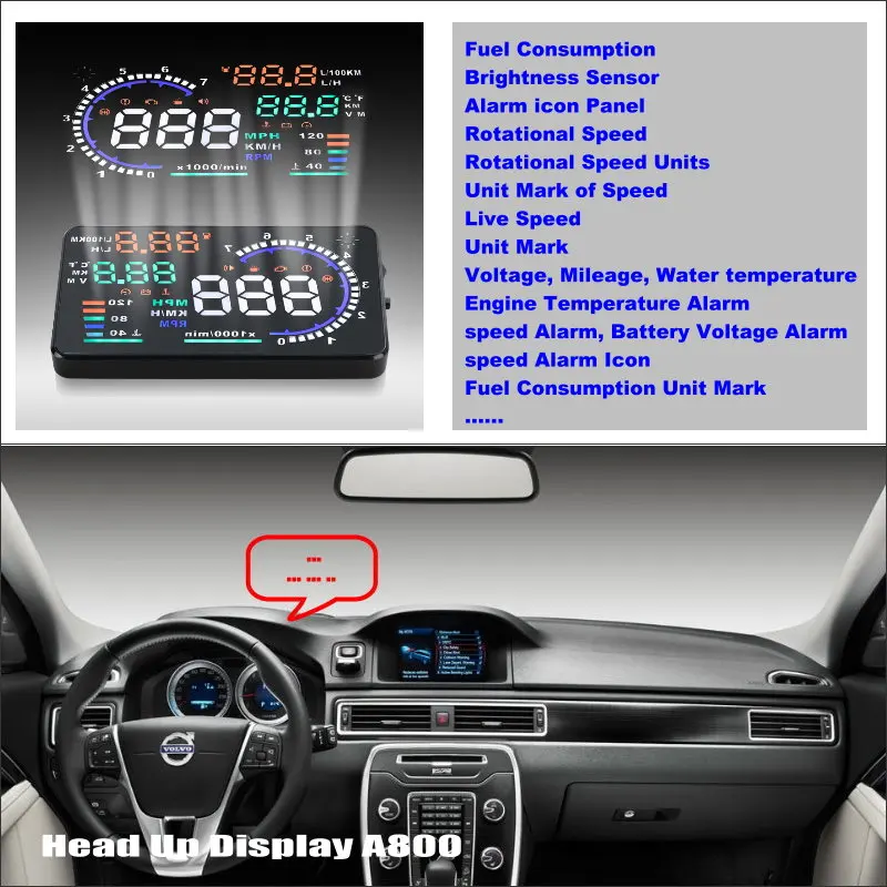 Автомобильный HUD Дисплей для Volvo XC90 2002 2014 OBD/OBD2/заглушка OBDII автоматическое конфигурирование лобовое стекло