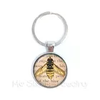 Брелок для ключей с изображением желтой королевы пчелы, ювелирные изделия, Очаровательное украшение в виде насекомых, стеклянный кабошон, держатель для фотографий, подарок для друзей