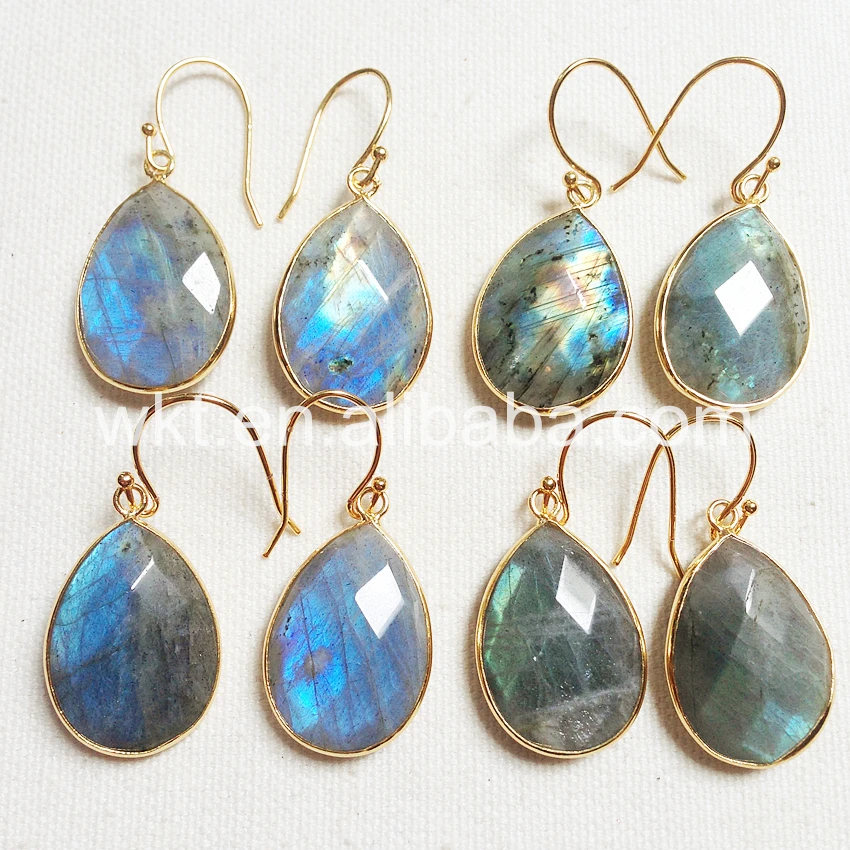 

WT-E236 Charm Faceted Labradorite Earrings Jewelry for Women Natural labradorite teardrop stone natural colors beautiful gift