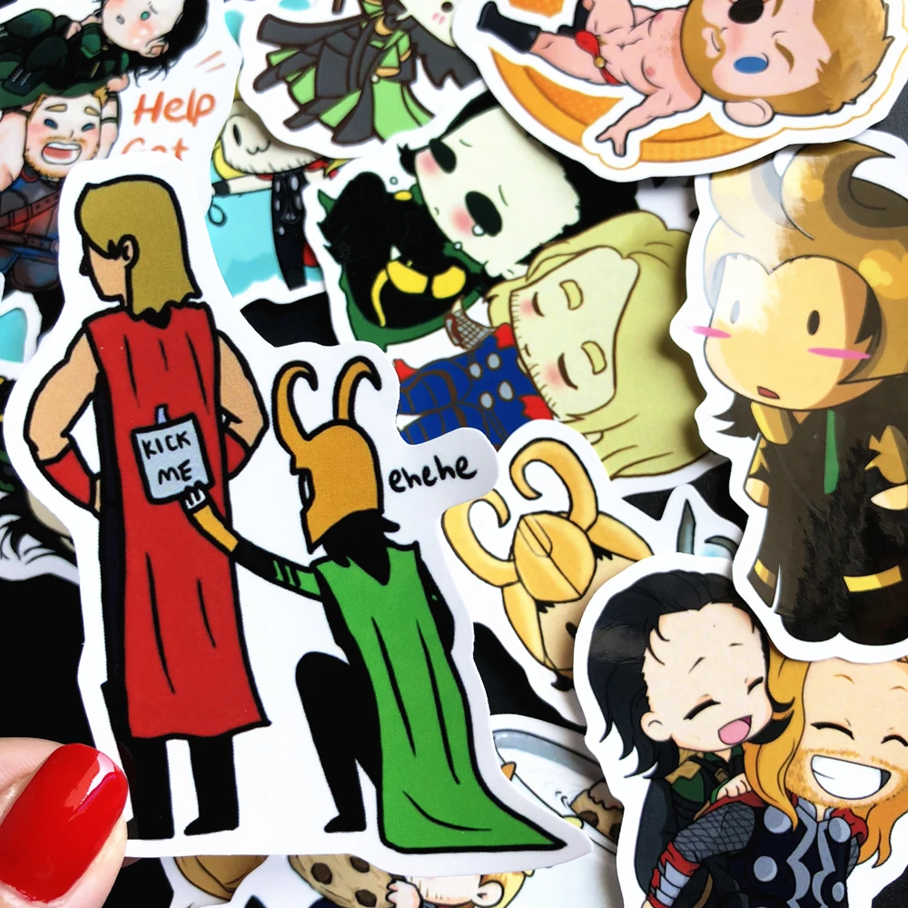 

12Pcs Cartoon Chibi Thor and Loki Cute Sticker For Kids Toys Car Styling On Laptop Notebook Decal Fridge Skateboard
