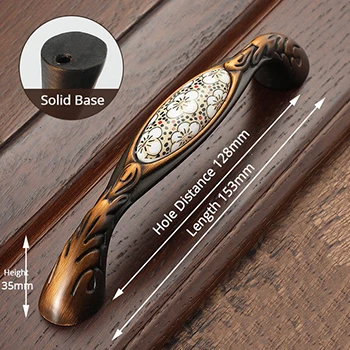 Handle-1098FG-128 Антикварные Бронзовые керамические ручки для шкафов винтажные ручки для ящиков Ручки для дверей шкафа Европейское оборудование для обработки мебели - Цвет: Handle-1098FG-128