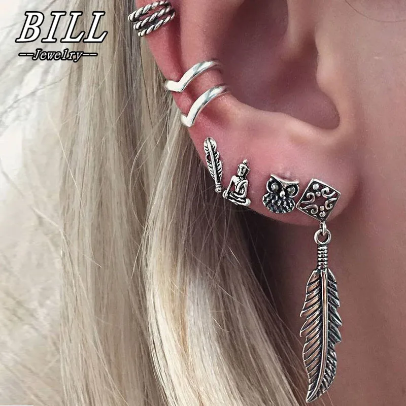 Серьги гвоздики с искусственным жемчугом и перьями|stud earrings set|earrings setbrincos fashion |