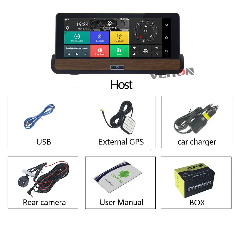 Vehon 6.86 &quotGPS навигатор DVR Двойной объектив Bluetooth FM Android 5.0 WiFi 16 ГБ 1 г Full HD 1080 P с