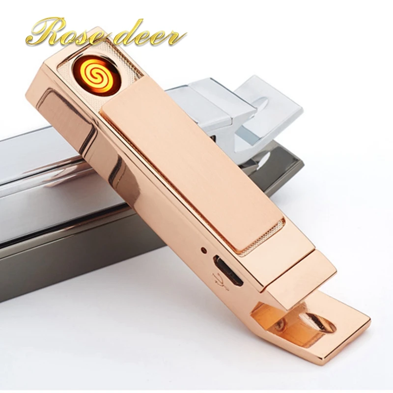 Portable mini safe USB rechargeable electronic cigarette lighter Pure color strip metal lighters can replace the heating wire | Дом и сад