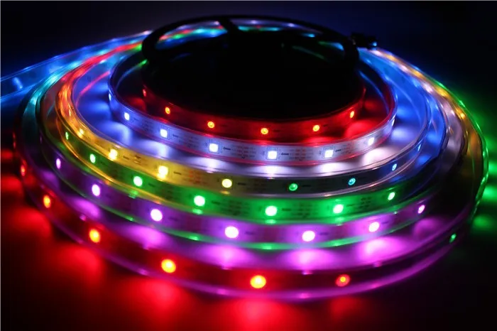 Не водонепроницаемый DC5v 5 м 300 светодиодов 60 пикс./м 5050 smd ws2812 ws2811 rgb Светодиодные полосы света, белый печатных плат, программируемый прибор приемно