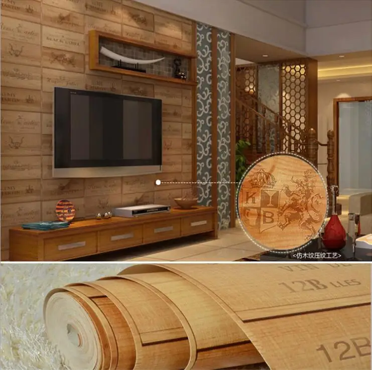Современные модные 3D обои с дубовой текстурой рулон для ресторана и кофейни
