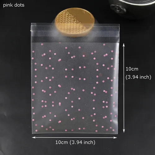 pink 100pcs 100 шт пластиковые пакеты для печенья, печенья, матовый полипропиленовый пакет, конфетные, белые, розовые, синие, в горошек, самоклеющиеся, для свадебной вечеринки, целлофановые пакеты - Цвет: pink 100pcs