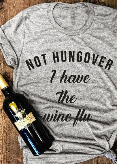 

Серая рубашка сезона 90-х годов с надписью «not hungover i имею винный грипп», Повседневная футболка для девушек в стиле гранж, летняя Эстетическая ...