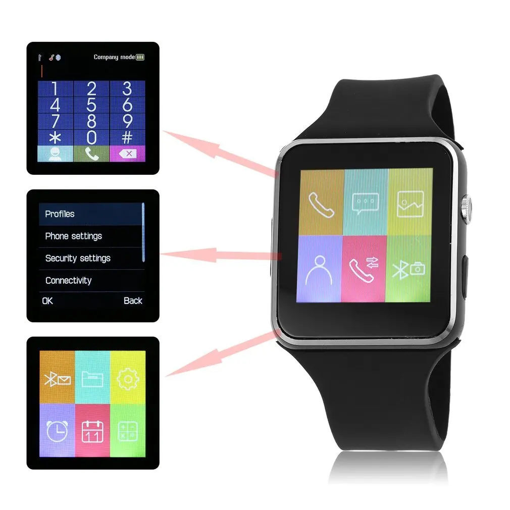Bluetooth Смарт часы телефон X6 Smartwatch наручные для Ios Android с камерой|Мужские