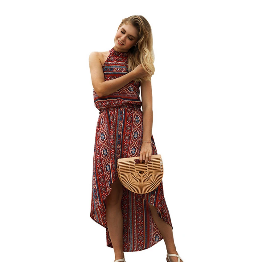 Vestido verano 2018 летнее платье новый ретро Печатные Нерегулярные рукавов винтажное