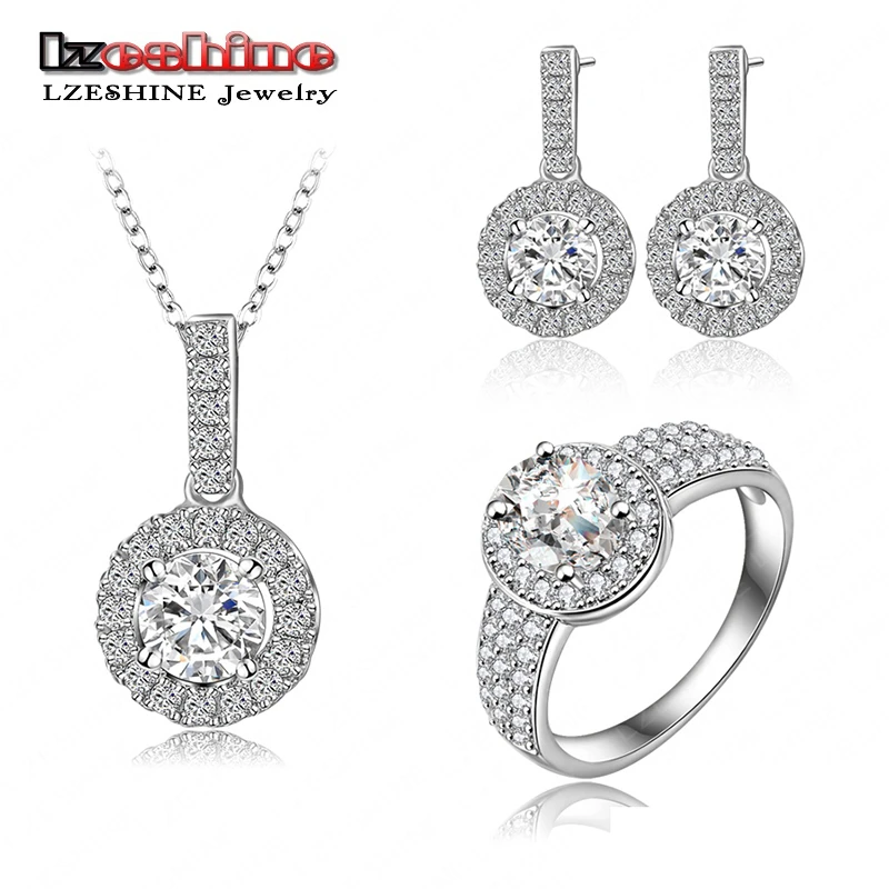 LZESHINE роскошный комплект ювелирных изделий Серебро Цвет micro декор кубический