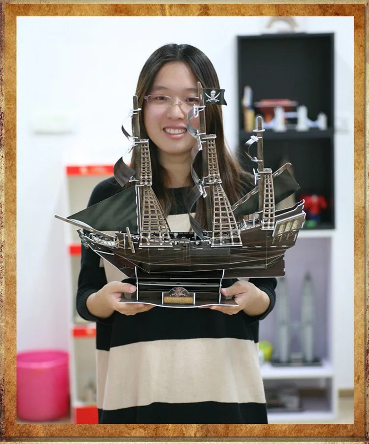 Free shipping 3D puzzle Pirates of the Caribbean Black Pearl Ship Model Queen Revenge creative birthday gift | Игрушки и хобби