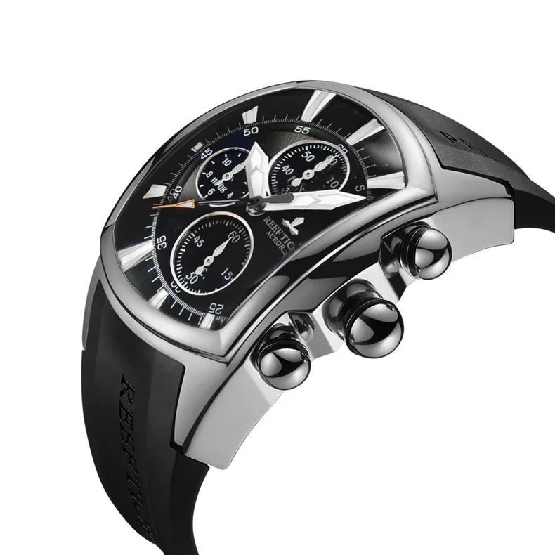 Reef Tiger RGA3069-T мужские многофункциональные кварцевые наручные часы с защитой от воды, хронограф, светящийся-черный