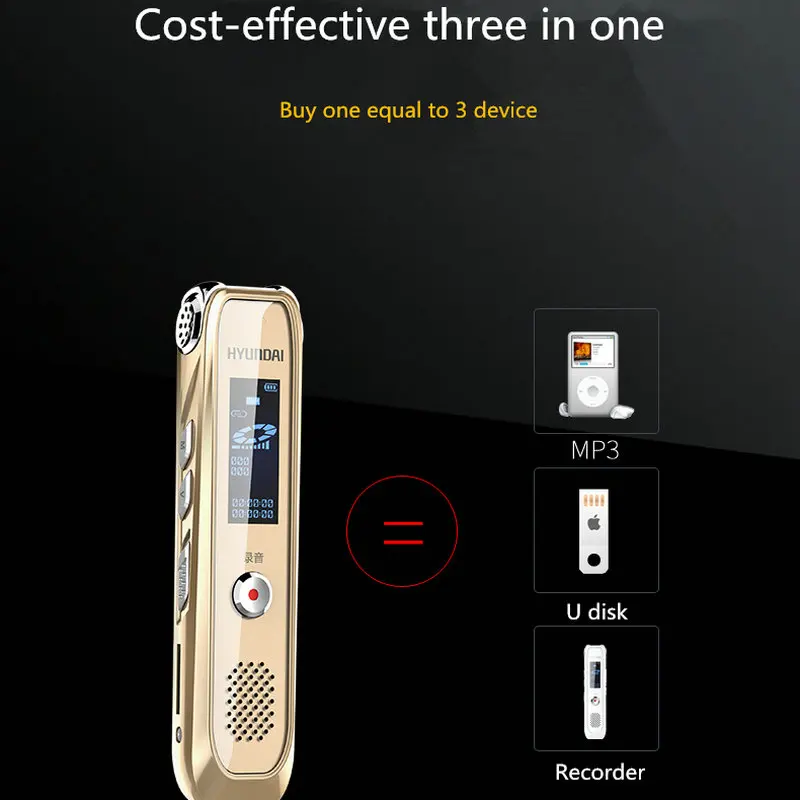 Портативный Профессиональный цифровой диктофон Hyundai 4058 с поддержкой USB U disk MP3
