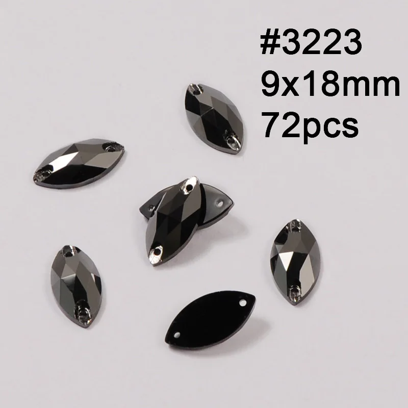 Navette 9X18mm 72pcs Джет гематит 11 Форма пришить стразы стеклянные бусины из хрусталя стразы камни стразы аппликации для танцевальной одежды платье - Цвет: Navette 9X18mm 72pcs