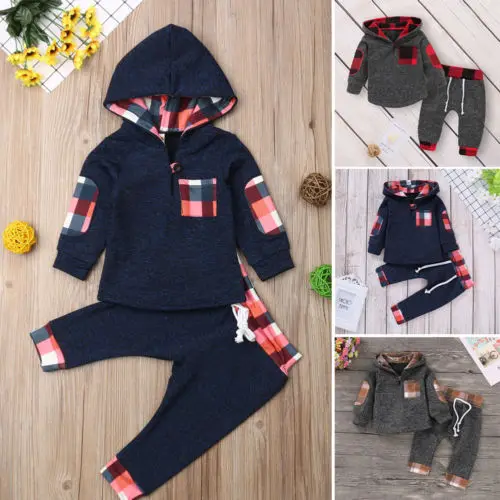 2Pcs Infant Newborn Baby Girl Boy Outfits Hooded Sweat shirt+Long Pants Set Winter Autumn Children Clothes Tracksuit | Детская одежда и