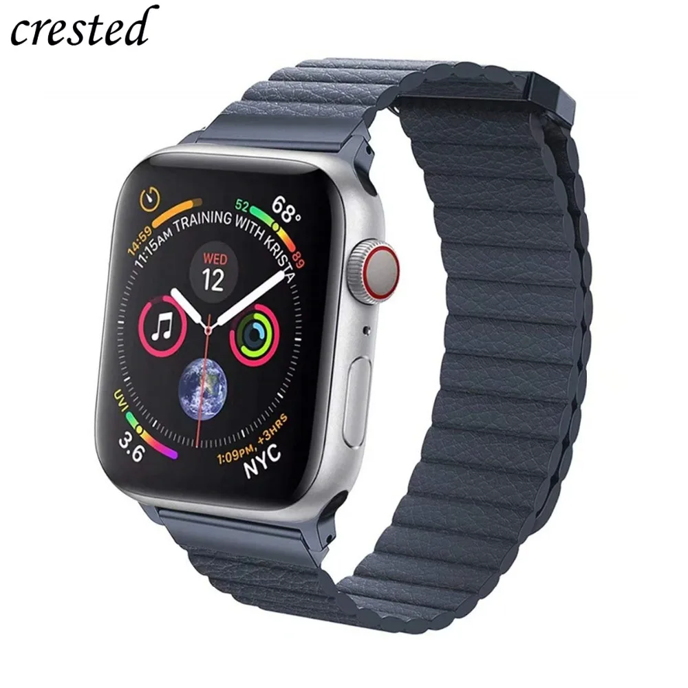 Кожаный ремешок для часов Apple Watch кожаный iWatch 3 2 1 42 мм/38 мм магнитный браслет watch 4 44