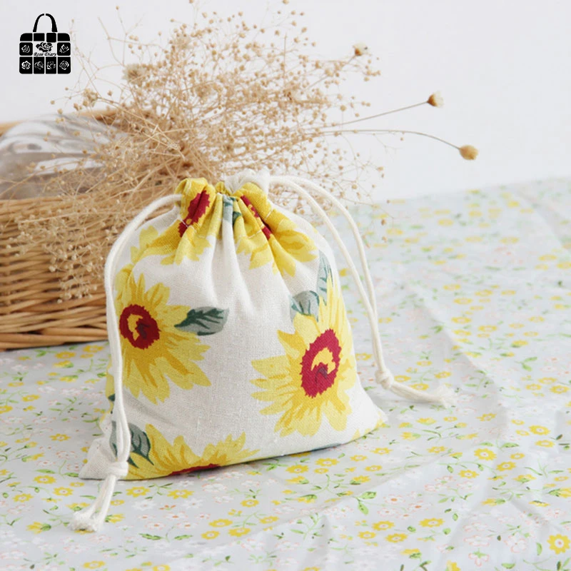 Sunflowers printed 100% cotton bag Travel Accessories Clothes underwear shoes toy Storage Pouch Luggage Packing Organizers | Багаж и сумки