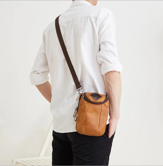 Genuine Leather men's casual wear belt Multi-functional leather one-shoulder Messenger bags small bag |