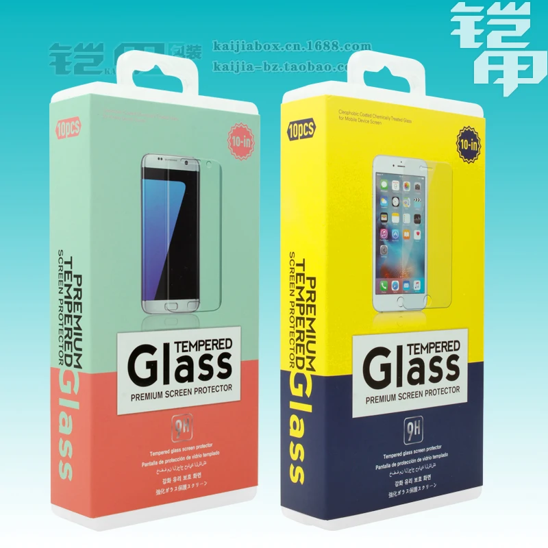 PC пластиковая коробка с красочными картон для закаленное Стекло Экран протектор