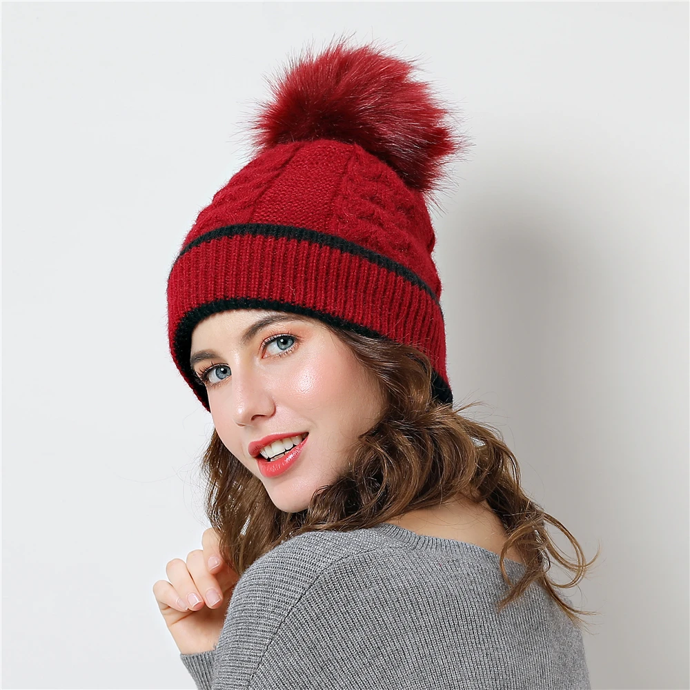 2018 Новые шапки с помпоном меховая шапка gorros skullies beanies зимняя шапочка мех шаровая