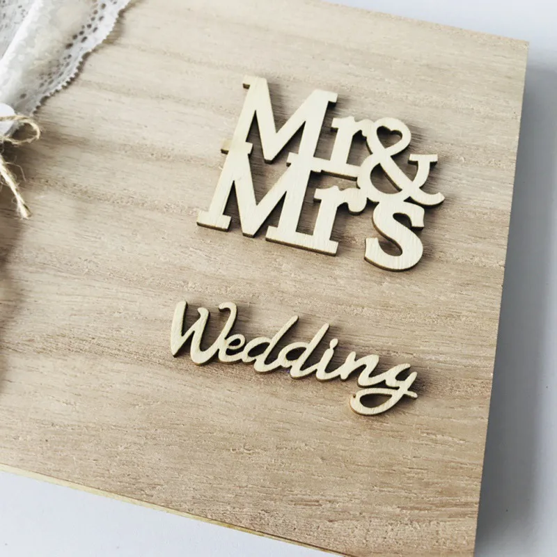 Деревянная книга для подписей портативная свадебных MR & MRS 10 страниц свадебные