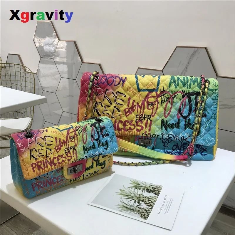 Xgravity женская сумка с цепочкой, роскошные новые женские сумки, дизайнерская сумка на плечо, модная брендовая разноцветная сумка через плечо, женская сумка, H175
